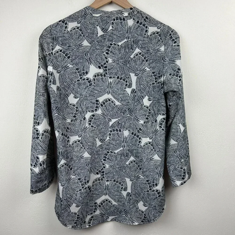 Maison Jules Tunic Womens Small Butterflies Blue Top Shirt Butterfly Core Ladies